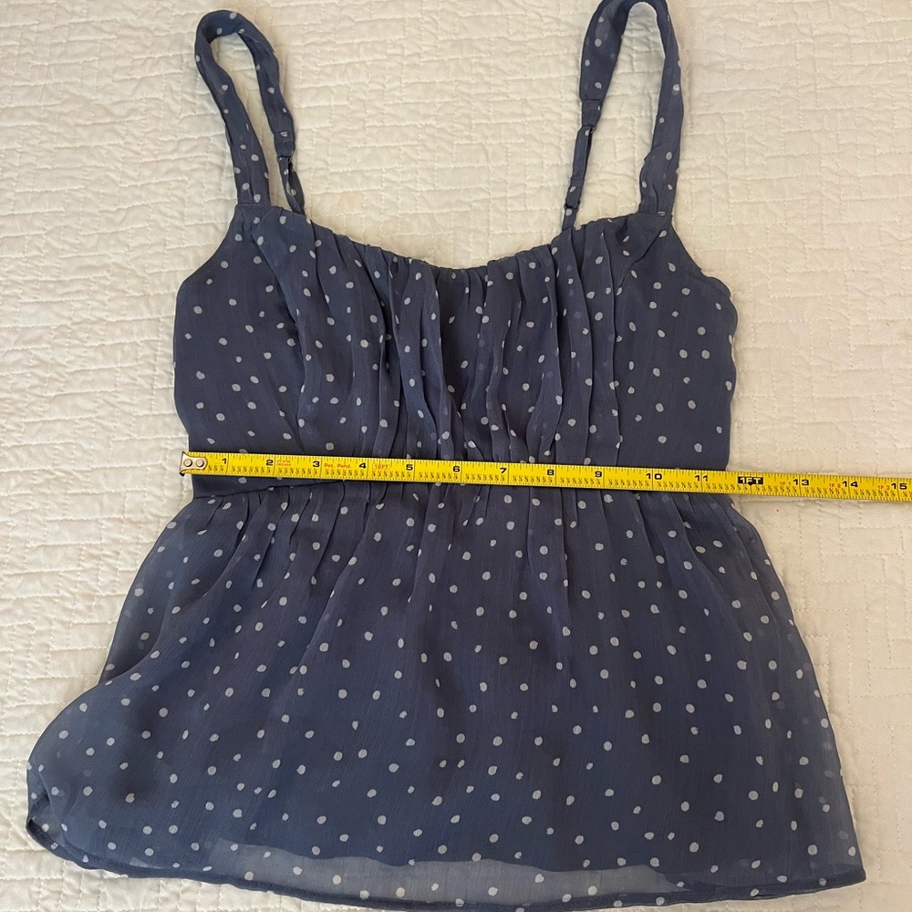 Abercrombie and Fitch Blue Babydoll Tank Top
with White Polka Dots Size XS - Picture 4 of 7